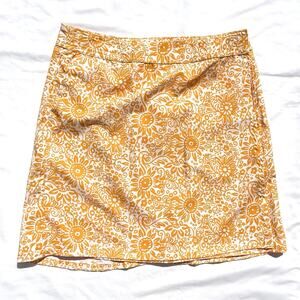 RipSkirt Hawaii Length 2 Gold Yellow Floral Print Womens Medium Wrap